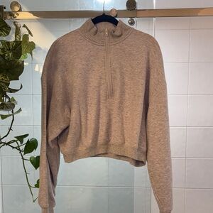 Skims Women's Gray Half-Zip cropped Sweater